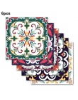 6 sztuk/paczka marokański styl płytki naklejki PET wodoodporna samoprzylepna tapeta meble łazienkowe DIY arabskie płytki naklejk