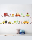 DIY Cartoon zwierząt samochodów naklejki ścienne dworzec autobusowy wystrój domu dla dzieci dziecko przedszkole naklejka plakat 