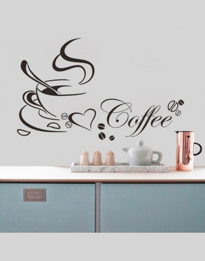 Kubek do kawy z serca vinyl kalkomania cytat restauracja kuchnia wymienny naklejki ścienne dekoracje dla domu DIY  ścienne mural