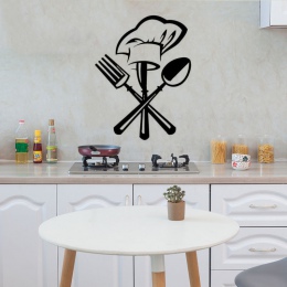 Kreatywny sztućce nóż widelec czapka szefa kuchni naklejki ścienne dla kuchni restauracji dekoracji naklejki ścienne tapety nakl