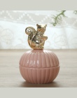 Różowy śliczne zwierzęta biżuteria ceramiczna pudełka ślub pierścień ozdoba Box z kryształ uchwyt kolczyk biżuteria pudełko do p