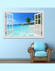 Lato plaża kokosowe drzewo 3D widok z okna naklejki plaży malowidła ścienne Art wymienny naklejki ścienne adesivo de parede deko