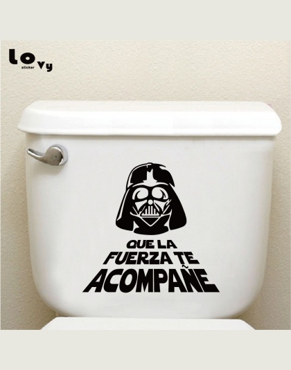 Hiszpański Star Wars winylu naklejki ścienne cytat WC toaleta naklejki Cartoon Wall Art naklejka dla sypialnia łazienka Home Dec