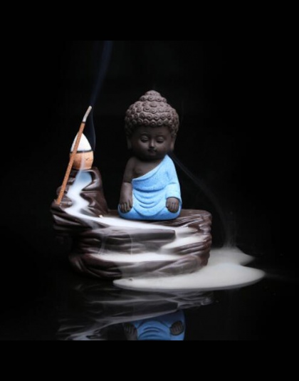 Piękny mały mnich i mały budda kadzidełko z wodospadem kadzidło palnika dla Home Office herbaciarnia wystrój domu prezent na Boż