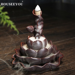 HOUSEEYOU delikatne lotosu czarny wodospad palnika ceramiczne cofaniu uchwyt kadzidła ceramiczne wykonane kadzidło palnika Cense