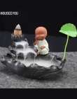 Mały mnich cofaniu kadzidło palnika dekoracji domu kreatywny ceramiczny stożek wodospad uchwyt kadzidła buddyjski Censer + 10 sz