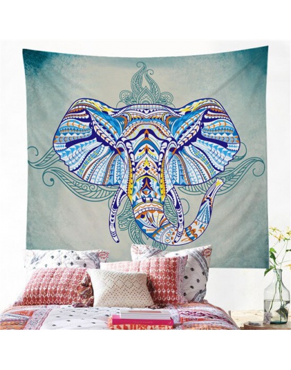 BeddingOutlet słoń gobelin ściany wiszące zwierząt Twin ozdoba ściany hippie niebieski Boho Hippy czeski akademik wystrój 150x15