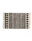 Kilim czarny biały 100% bawełna dywan do salonu geometryczne Indian paski nowoczesne maty nowoczesny wystrój Bohemia Nordic styl