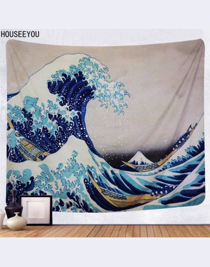 Gobelin ściany wiszące wielka fala Kanagawa koc z nadrukiem ściany wiszące gobeliny Boho narzuta mata do jogi koc ręcznik plażow