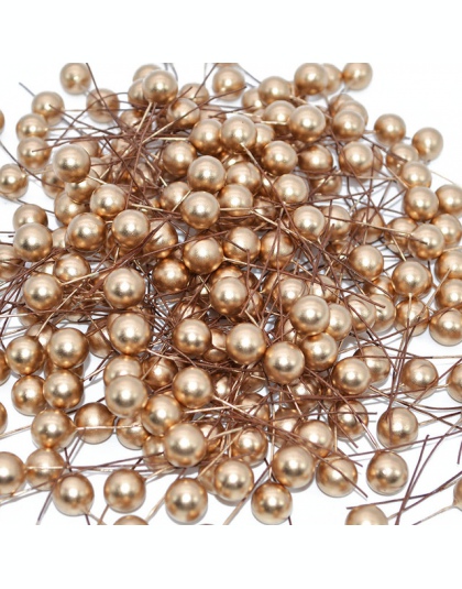 50 sztuk Mini perła z tworzywa sztucznego pręciki sztuczne kwiaty owoce pręciki na ślub boże narodzenie DIY pudełko na prezent w