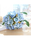 1 bukiet sztuczna róża bukiet dekoracyjne jedwabne kwiaty bukiety panny młodej na ślub strona główna dekoracje ślubne Supplies1