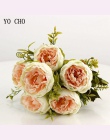 YO CHO 6 głowice/bukiet piwonie sztuczne kwiaty piwonie jedwabne bukiet biały różowy ślub dekoracje do domu sztuczne piwonia Ros