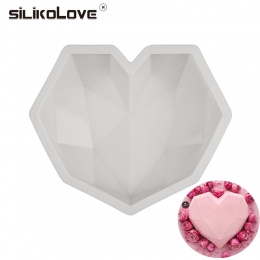 SILIKOLOVE 3D diament miłość serce kształt formy silikonowe do pieczenia gąbka szyfonowa mus deser ciasto formy Food Grade