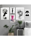Nordic Cuadros plakaty i reprodukcje czarne białe obraz ścienny na płótnie obraz dziewczynki do salonu skandynawski wystrój domu