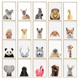 NUOMEGE dla dzieci zwierząt plakat Panda żyrafa słoń obraz na płótnie przedszkole Wall Art Nordic obraz dekoracja pokoju dla dzi