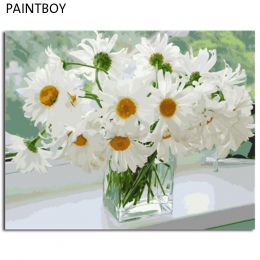PAINTBOY oprawione obrazy kwiaty DIY obraz olejny malowanie numerami ręcznie malowane na płótnie Home Decor