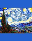 Najlepsze zdjęcia DIY cyfrowy obraz olejny farba By Numbers boże narodzenie urodziny unikalny prezent 40x50 cm Van Gogh gwiaździ