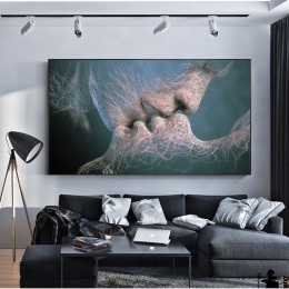 Para pocałunek abstrakcyjna dekoracja zdjęcie obraz na ścianę na płótnie nowoczesne