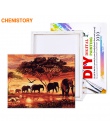 CHENISTORY zachód słońca słonie zwierzęta obraz DIY przez numery nowoczesne Wall Art ręcznie malowane obraz akrylowy na wystrój 