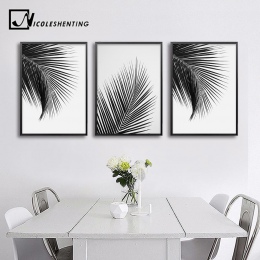 Czarny biały dłoni liście drzewa na płótnie plakaty i reprodukcje minimalistyczny malarstwo ścienne sztuka dekoracyjna obraz Nor