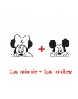 2 sztuk/zestaw Mickey Minnie naklejki ścienne winylowe słodkie światło przełącznik naklejki dla dzieci pokój dekoracyjne Mickey 