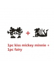 2 sztuk/zestaw Mickey Minnie naklejki ścienne winylowe słodkie światło przełącznik naklejki dla dzieci pokój dekoracyjne Mickey 