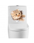 3D Hole View żywe koty naklejki ścienne toaleta wc salon lodówka dekoracji zwierząt naklejek naklejki ścienne naklejki na ścianę