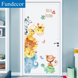 [Fundecor] akwarela zwierzęta naklejki ścienne dla dzieci pokoje przedszkole dzieci drzwi do sypialni naklejki ścienne żółwie ży