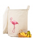 IVYSHION Cartoon kosz na bieliznę do przechowywania zabawek Flamingo za baryłkę brudne ubrania rozmaitości etui organizatorzy go