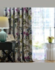 Amerykański fioletowy kwiatowy Blackout zasłony do salonu sypialnia kuchnia Cortinas drukowane duszpasterska styl zabiegi okna