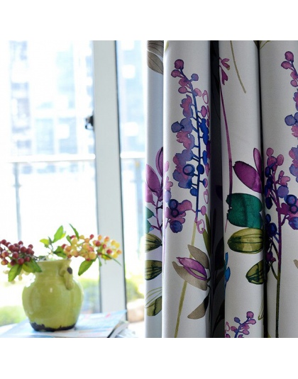 Amerykański fioletowy kwiatowy Blackout zasłony do salonu sypialnia kuchnia Cortinas drukowane duszpasterska styl zabiegi okna