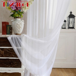 Ślubne zasłony sufitowe Solid White Sheer zasłony do salonu poliester zasłona typu woal tiul do balkon sypialnia WP184 i 2