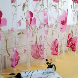 Śliczne liście Tulle zasłony zasłony woal styl duszpasterski wierzba kwiatowy okno dekoracyjne zasłony do sypialni salonu 10