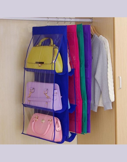 Dwustronnie przezroczysty 6 kieszeni składany wiszące, torebka, torebka, torba do przechowywania różnego typu Tidy organizator s