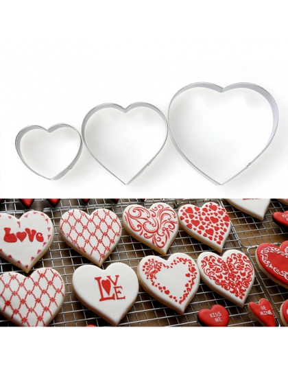 3 sztuk/zestaw kształt serca Cookie Cutter ciasto dekorowanie narzędzia kremówka Sugarcraft cukierki Cupcake herbatniki formy DI