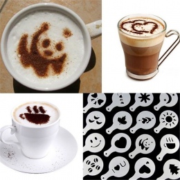 16 sztuk z tworzywa sztucznego Cappuccino kawy pianki w sprayu szablon szablony DIY dekorowanie drukowanie na kawie formy Barist