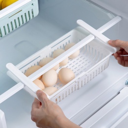 Funkcjonalna zawieszana półeczka do lodówki plastikowy pojemnik do przechowywania żywności organizer kuchenny niebieski biały