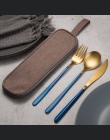 JueQi zestaw obiadowy zestaw sztućców ze stali nierdzewnej poszycia złoty niebieski czarny nóż widelec zastawa stołowa sztućce W