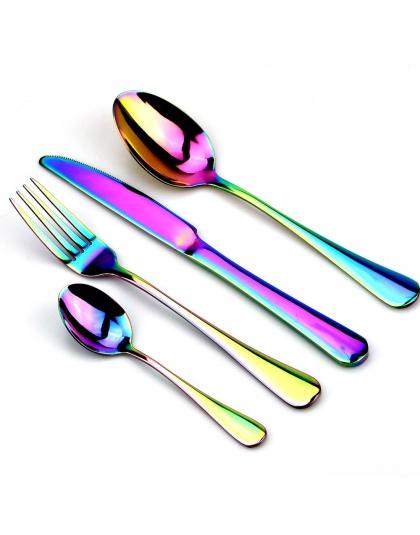 Kreatywny ze stali nierdzewnej kolorowe sztućce zestaw Rainbow kolacja zestaw podróży nóż widelec na ślub i Hotel 1 sztuk