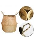 Nowy składany do przechowywania słomy Handmade bambusa proste dekoracje wodorostów kosze wiklinowe brudne pranie sadzarka roślin