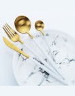 Ze stali nierdzewnej sztućce noże zestawy biały złoty zestaw obiadowy naczynia stołowe akcesoria kuchenne zachodniej sztućce