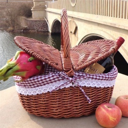S/L rozmiar koszyk piknikowy Hand Made wiklina torby Camping PicnicBasket na zakupy jedzenie na piknik kosz tkane kosz do przech