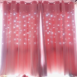 Hollow gwiazda różowy Blackout zasłony do salonu zasłony okienne do sypialni dla księżniczki pokój rolety szyte z biały woal 1 p