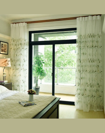 Dyrektyw ”naturowych” haftowane kwiatowy zasłona tiulowa do okna zasłony do salonu sypialni duszpasterska tiul materiał na zasło