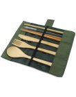 6 PC przenośny zestaw obiadowy japoński bambus sztućce widelec-nóż-łyżka pałeczki podróży łyżeczka łyżka słomy kuchnia zastawa s