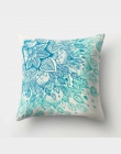 1 sztuk Mandala wzór niebieski poliester rzut poduszka ozdobna poszewka na poduszkę wystrój dekoracja wnętrza na sofę Poszewka d