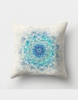1 sztuk Mandala wzór niebieski poliester rzut poduszka ozdobna poszewka na poduszkę wystrój dekoracja wnętrza na sofę Poszewka d