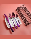 Hot 4 sztuk tęczy fioletowy zestaw obiadowy wysokiej jakości ze stali nierdzewnej nóż widelec łyżka sztućce kuchenne jedzenie za