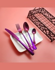 Hot 4 sztuk tęczy fioletowy zestaw obiadowy wysokiej jakości ze stali nierdzewnej nóż widelec łyżka sztućce kuchenne jedzenie za