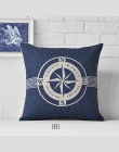Morze niebieski kompas poduszki z nadrukiem pokrywa kotwica wzór morski statek rzuć poszewka na poduszkę Poszewka dekoracyjna Co